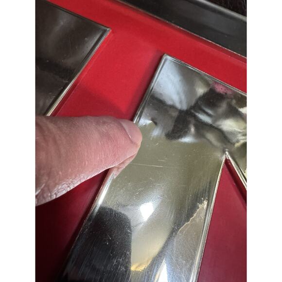 VTG MG Dealership Sign Chrome Plastic Red Hanging 18" x 19" British Leyland READ - Picture 7 of 16